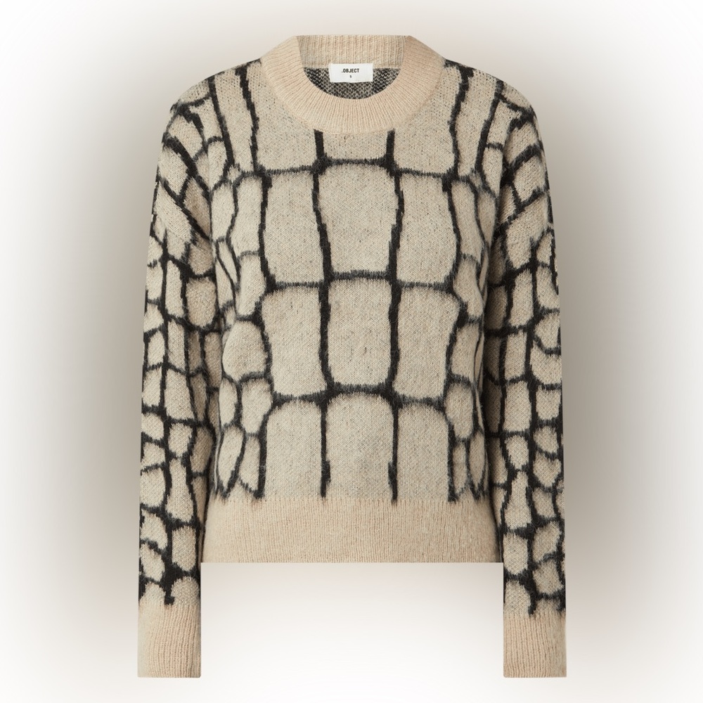 Object Sweater with all-over pattern model 'Melanie' in beige